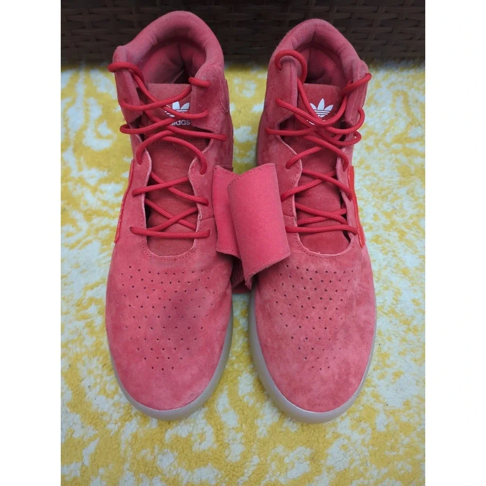 Adidas Originals Size 11.5 Tubular Invader Strap Red Mid Shoes Sneakers BB5039